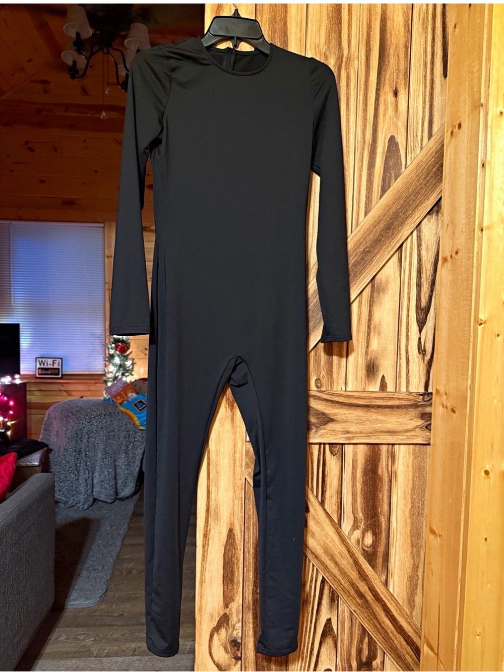 Women's Black Long-Sleeve Fitted Bodysuit